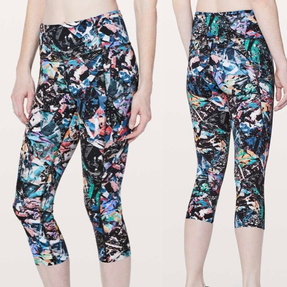 Lululemon Womens Fast Free Crop II Leggings Nulux 19” Size 4 Color Crush Multi